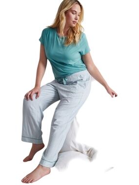 State of Day Pajama Pants Mint Stripe Lounge Sleep - NWT